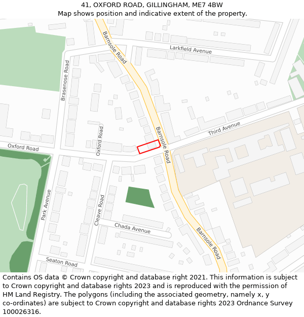 41, OXFORD ROAD, GILLINGHAM, ME7 4BW: Location map and indicative extent of plot