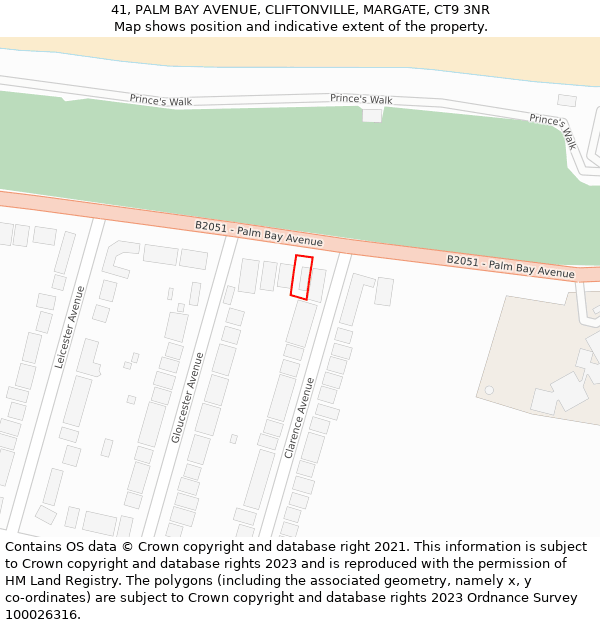 41, PALM BAY AVENUE, CLIFTONVILLE, MARGATE, CT9 3NR: Location map and indicative extent of plot