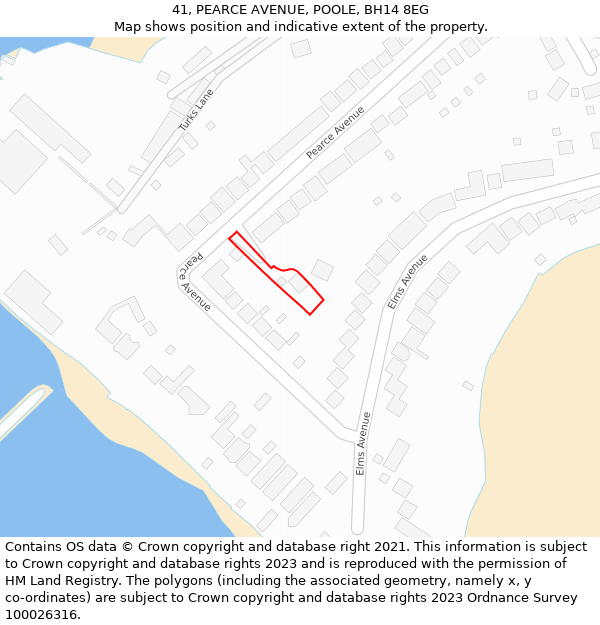 41, PEARCE AVENUE, POOLE, BH14 8EG: Location map and indicative extent of plot