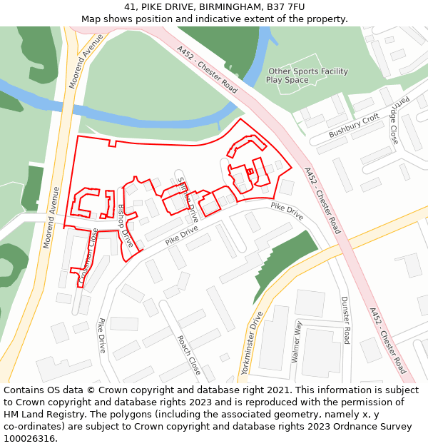 41, PIKE DRIVE, BIRMINGHAM, B37 7FU: Location map and indicative extent of plot