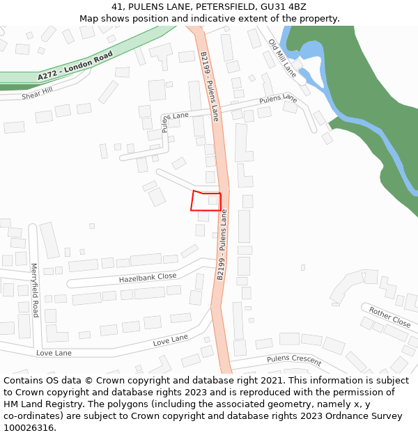 41, PULENS LANE, PETERSFIELD, GU31 4BZ: Location map and indicative extent of plot