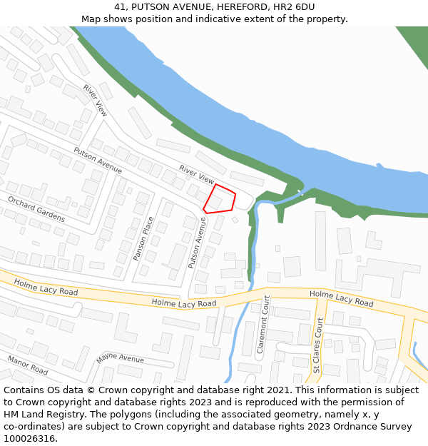 41, PUTSON AVENUE, HEREFORD, HR2 6DU: Location map and indicative extent of plot