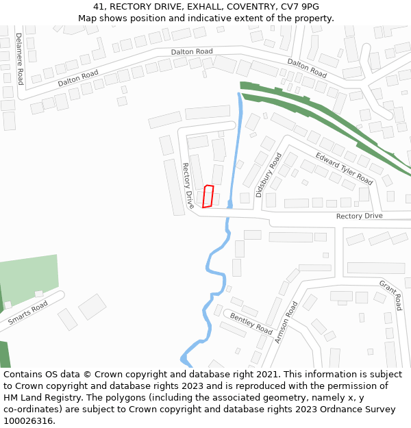 41, RECTORY DRIVE, EXHALL, COVENTRY, CV7 9PG: Location map and indicative extent of plot