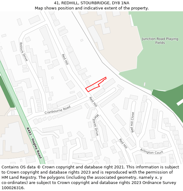 41, REDHILL, STOURBRIDGE, DY8 1NA: Location map and indicative extent of plot