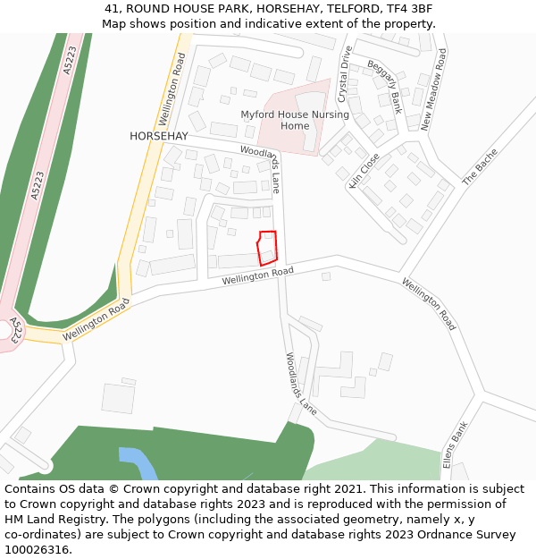41, ROUND HOUSE PARK, HORSEHAY, TELFORD, TF4 3BF: Location map and indicative extent of plot