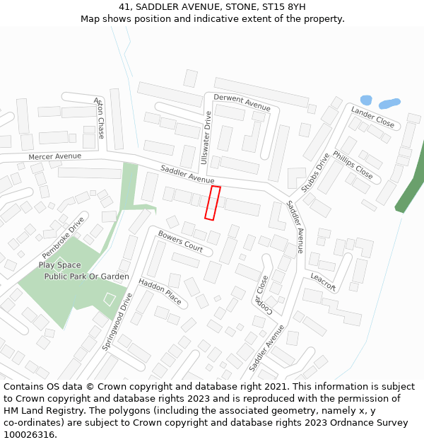 41, SADDLER AVENUE, STONE, ST15 8YH: Location map and indicative extent of plot