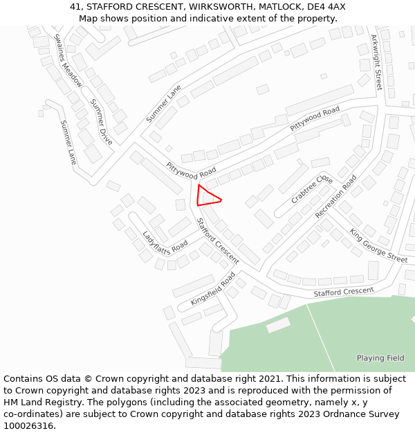 41, STAFFORD CRESCENT, WIRKSWORTH, MATLOCK, DE4 4AX: Location map and indicative extent of plot