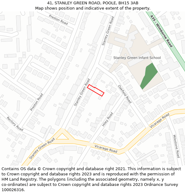 41, STANLEY GREEN ROAD, POOLE, BH15 3AB: Location map and indicative extent of plot