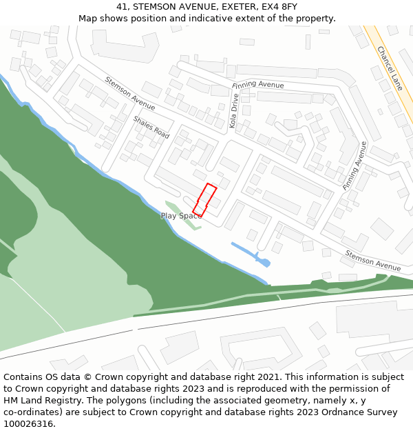 41, STEMSON AVENUE, EXETER, EX4 8FY: Location map and indicative extent of plot