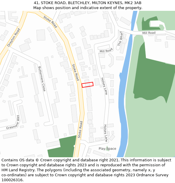41, STOKE ROAD, BLETCHLEY, MILTON KEYNES, MK2 3AB: Location map and indicative extent of plot
