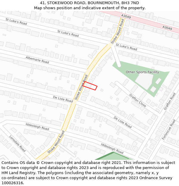 41, STOKEWOOD ROAD, BOURNEMOUTH, BH3 7ND: Location map and indicative extent of plot