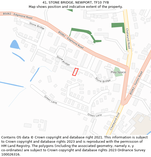 41, STONE BRIDGE, NEWPORT, TF10 7YB: Location map and indicative extent of plot