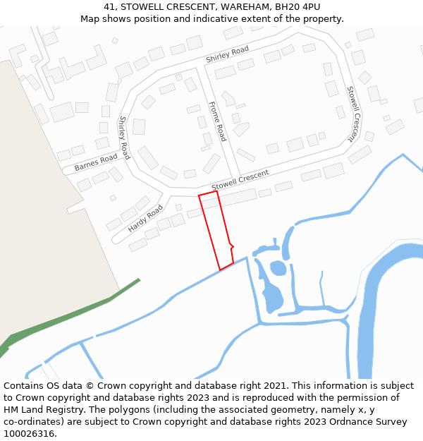 41, STOWELL CRESCENT, WAREHAM, BH20 4PU: Location map and indicative extent of plot