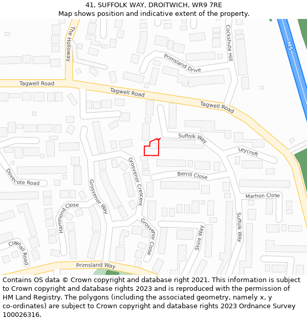 41, SUFFOLK WAY, DROITWICH, WR9 7RE: Location map and indicative extent of plot