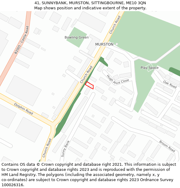 41, SUNNYBANK, MURSTON, SITTINGBOURNE, ME10 3QN: Location map and indicative extent of plot