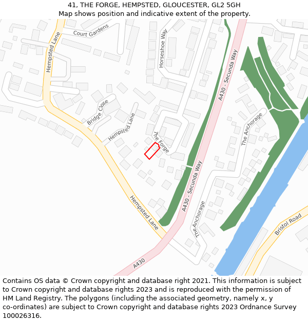 41, THE FORGE, HEMPSTED, GLOUCESTER, GL2 5GH: Location map and indicative extent of plot