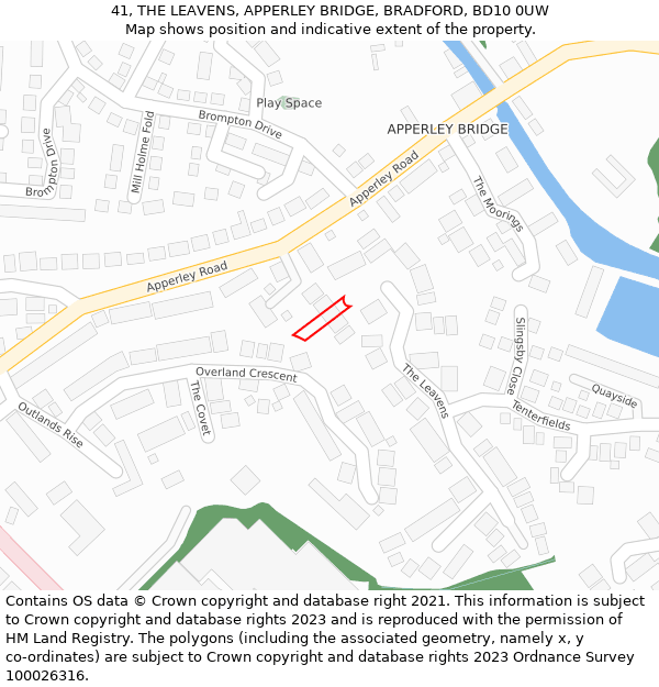 41, THE LEAVENS, APPERLEY BRIDGE, BRADFORD, BD10 0UW: Location map and indicative extent of plot