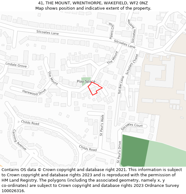 41, THE MOUNT, WRENTHORPE, WAKEFIELD, WF2 0NZ: Location map and indicative extent of plot