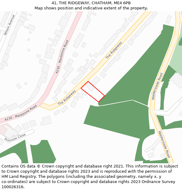 41, THE RIDGEWAY, CHATHAM, ME4 6PB: Location map and indicative extent of plot