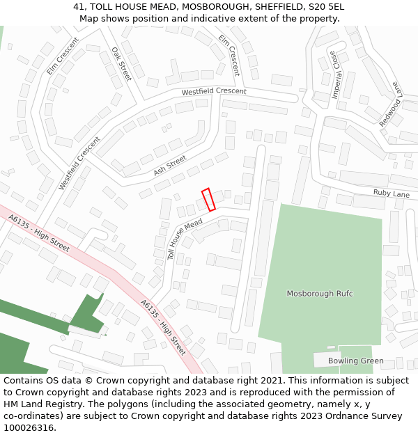41, TOLL HOUSE MEAD, MOSBOROUGH, SHEFFIELD, S20 5EL: Location map and indicative extent of plot