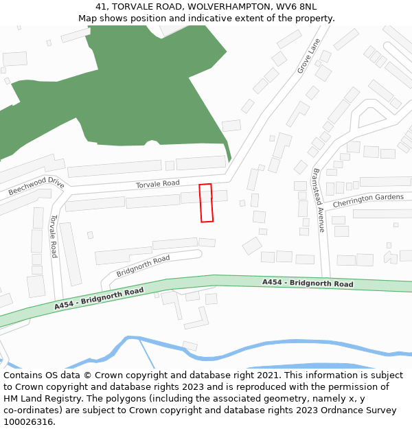 41, TORVALE ROAD, WOLVERHAMPTON, WV6 8NL: Location map and indicative extent of plot