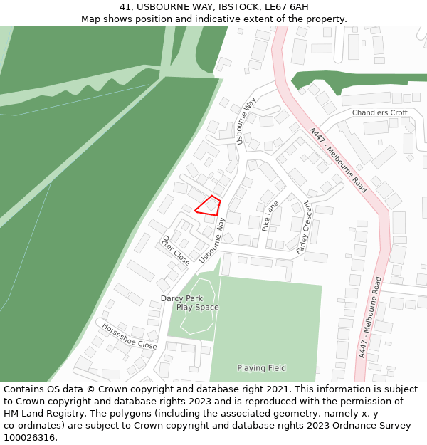 41, USBOURNE WAY, IBSTOCK, LE67 6AH: Location map and indicative extent of plot