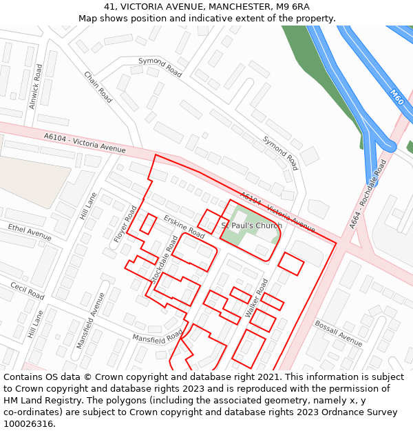 41, VICTORIA AVENUE, MANCHESTER, M9 6RA: Location map and indicative extent of plot