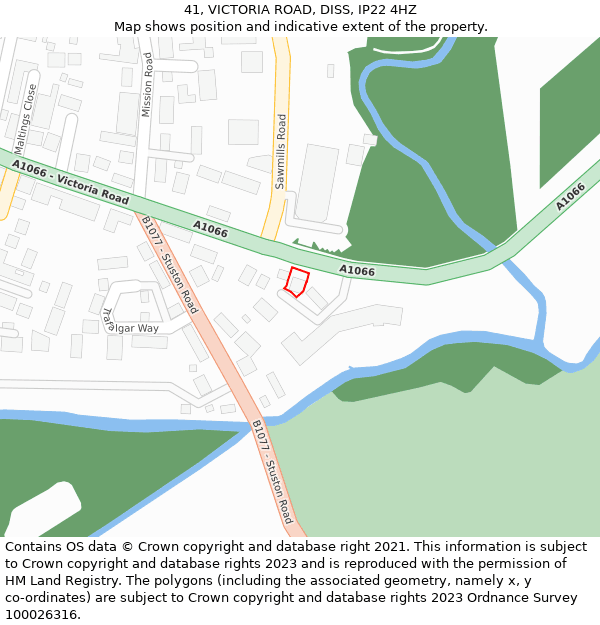 41, VICTORIA ROAD, DISS, IP22 4HZ: Location map and indicative extent of plot