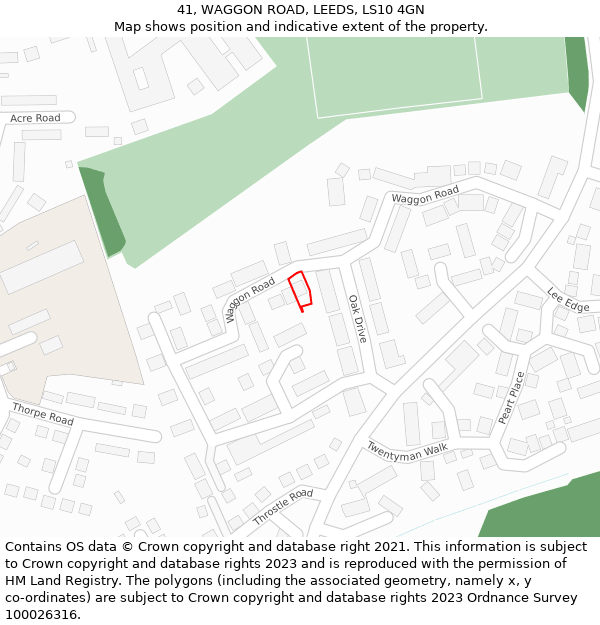 41, WAGGON ROAD, LEEDS, LS10 4GN: Location map and indicative extent of plot
