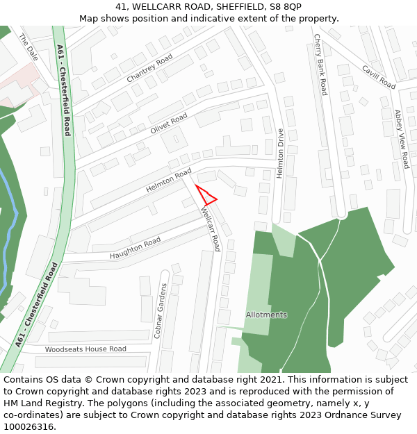 41, WELLCARR ROAD, SHEFFIELD, S8 8QP: Location map and indicative extent of plot