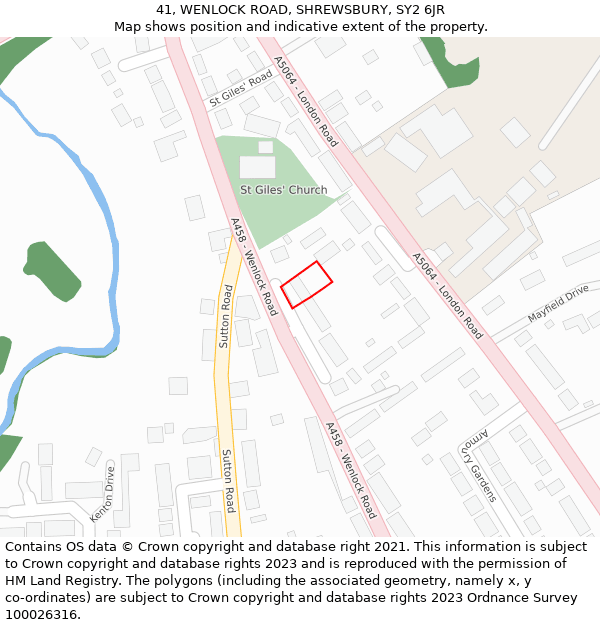 41, WENLOCK ROAD, SHREWSBURY, SY2 6JR: Location map and indicative extent of plot