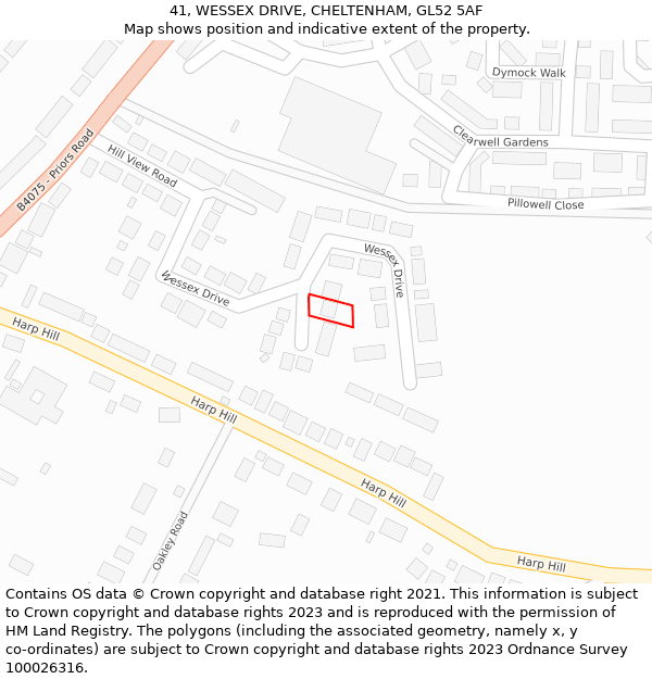 41, WESSEX DRIVE, CHELTENHAM, GL52 5AF: Location map and indicative extent of plot