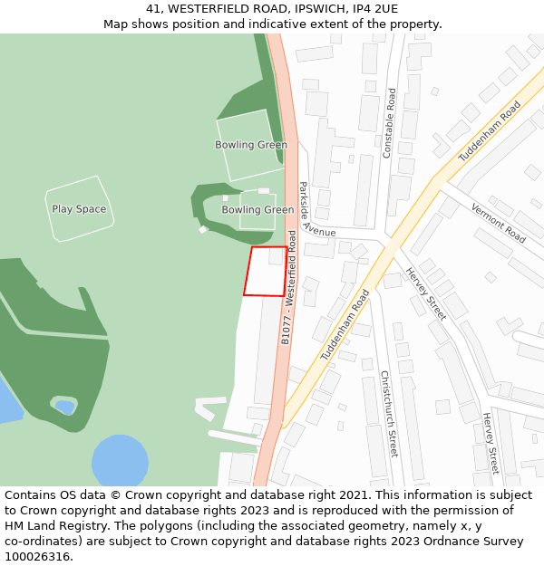 41, WESTERFIELD ROAD, IPSWICH, IP4 2UE: Location map and indicative extent of plot