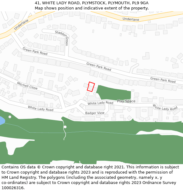 41, WHITE LADY ROAD, PLYMSTOCK, PLYMOUTH, PL9 9GA: Location map and indicative extent of plot