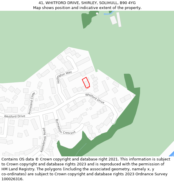 41, WHITFORD DRIVE, SHIRLEY, SOLIHULL, B90 4YG: Location map and indicative extent of plot