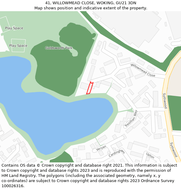 41, WILLOWMEAD CLOSE, WOKING, GU21 3DN: Location map and indicative extent of plot