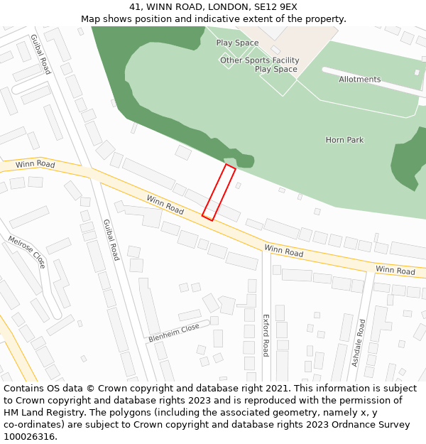 41, WINN ROAD, LONDON, SE12 9EX: Location map and indicative extent of plot