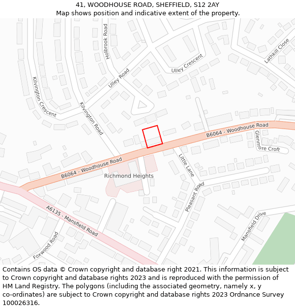 41, WOODHOUSE ROAD, SHEFFIELD, S12 2AY: Location map and indicative extent of plot