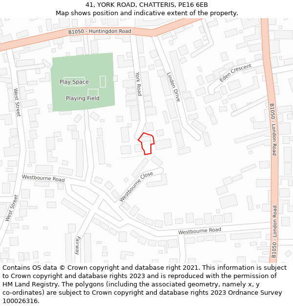 41, YORK ROAD, CHATTERIS, PE16 6EB: Location map and indicative extent of plot