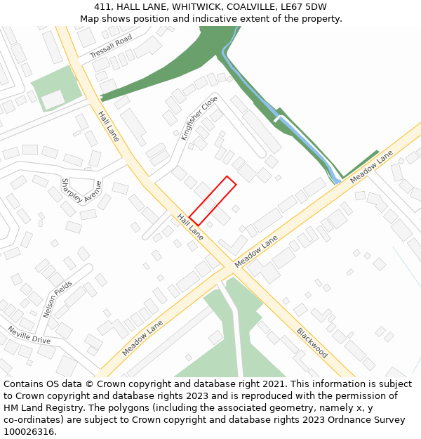 411, HALL LANE, WHITWICK, COALVILLE, LE67 5DW: Location map and indicative extent of plot