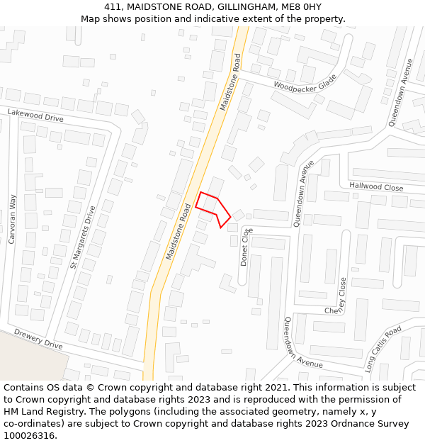 411, MAIDSTONE ROAD, GILLINGHAM, ME8 0HY: Location map and indicative extent of plot