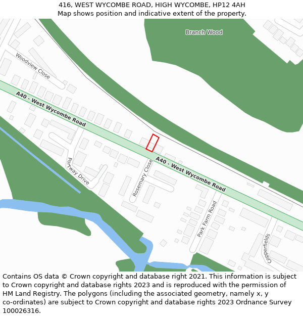 416, WEST WYCOMBE ROAD, HIGH WYCOMBE, HP12 4AH: Location map and indicative extent of plot