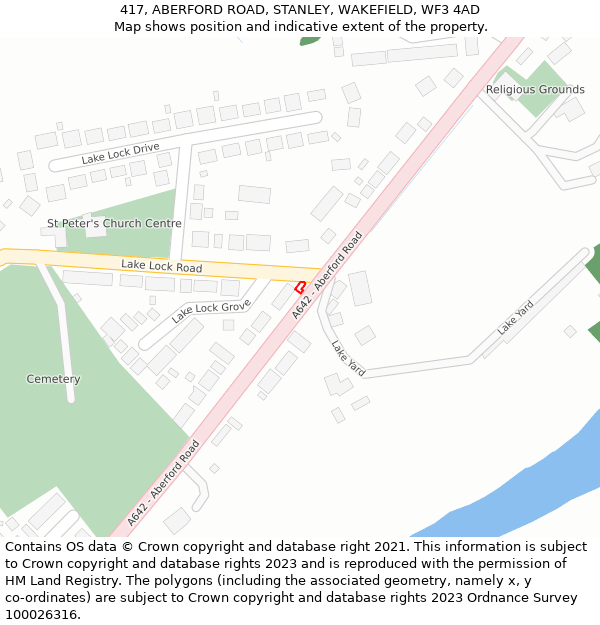 417, ABERFORD ROAD, STANLEY, WAKEFIELD, WF3 4AD: Location map and indicative extent of plot