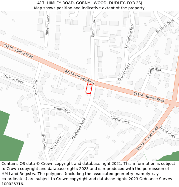 417, HIMLEY ROAD, GORNAL WOOD, DUDLEY, DY3 2SJ: Location map and indicative extent of plot
