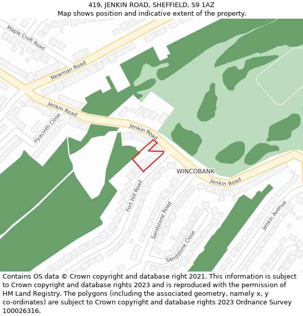 419, JENKIN ROAD, SHEFFIELD, S9 1AZ: Location map and indicative extent of plot