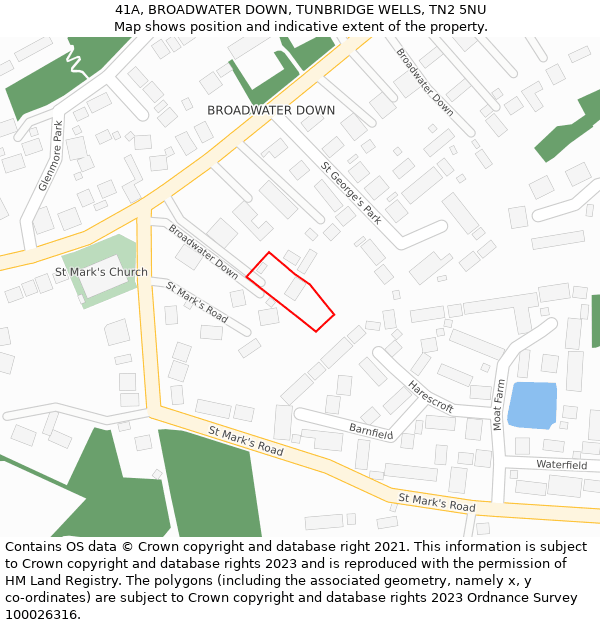 41A, BROADWATER DOWN, TUNBRIDGE WELLS, TN2 5NU: Location map and indicative extent of plot