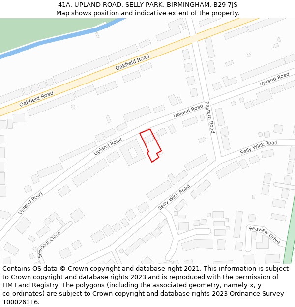 41A, UPLAND ROAD, SELLY PARK, BIRMINGHAM, B29 7JS: Location map and indicative extent of plot