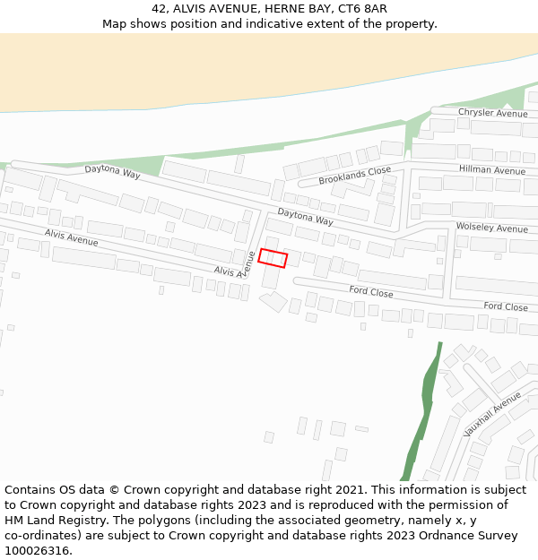 42, ALVIS AVENUE, HERNE BAY, CT6 8AR: Location map and indicative extent of plot