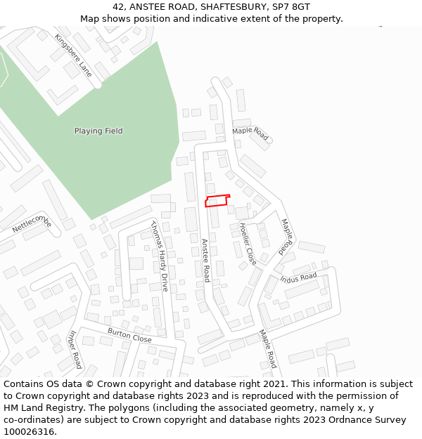 42, ANSTEE ROAD, SHAFTESBURY, SP7 8GT: Location map and indicative extent of plot