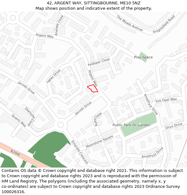 42, ARGENT WAY, SITTINGBOURNE, ME10 5NZ: Location map and indicative extent of plot